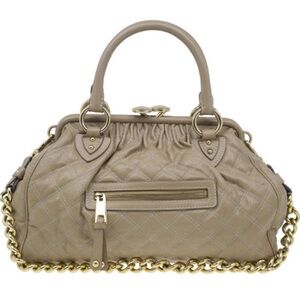 Marc Jacobs Quilted Leather Stam Satchel — Beige/Gold (Classic)